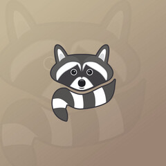 Striped raccoon. Vector raccoon illustration.Isolated vector sign symbol.