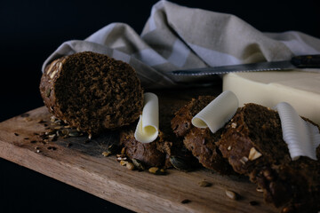 Slices of brown bread and butter