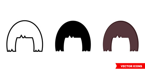 Woman s Hair icon of 3 types color, black and white, outline. Isolated vector sign symbol.