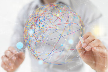 Abstract network of physical devices on the Internet using a network connection with statistics...