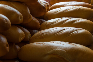 Assortment of baked bread at bakery
