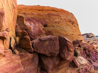 Pink and Lavender Pastel Striped Boulders In Kaolin Wash, Valley of Fire State Park, Nevada, USA