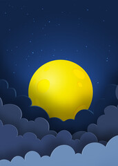 Night time sky with full moon background