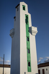 Old harbor lighthouse at the port entrance. Saint Jean de Luz, Pyrenees-Atlantiques department in...