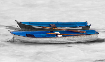 boat on the cold ice