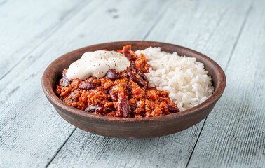 Bowl of chili con carne