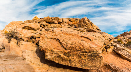 Pastel Colored Rock Formations Along  Kaolin Wash, Valley of Fire State Park, Nevada, USA