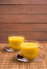 Golden Milk, made with turmeric. Remedy for many diseases.Asian Vegan Detox Drink