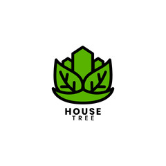 House And Tree Logo Template Design, Creative Symbol, Vektor
