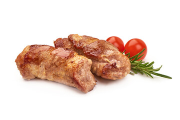 Baked meat rolls, isolated on white background