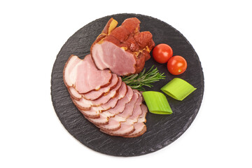 Smoked meat, isolated on white background