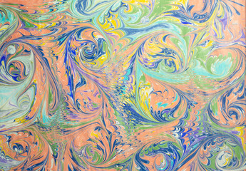 Image of colored traditional turkish ebru art abstract background, pattern