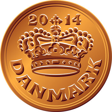 bronze coin with crown, denmark, 2014 clip art preview