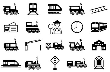 Train icons set. symbol illustration of train vector. silhouette. editable file. 