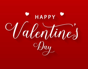 Happy Valentines Day Text, Happy Valentines Day Banner Design in Red Background