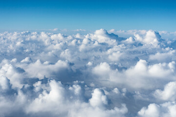 flight over the clouds. view of the clouds from the airplane window