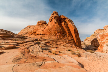 Pastel Colored Rock Formations Along  Kaolin Wash, Valley of Fire State Park, Nevada, USA
