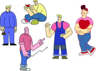 Set of simple colorful flat isolated vector illustration