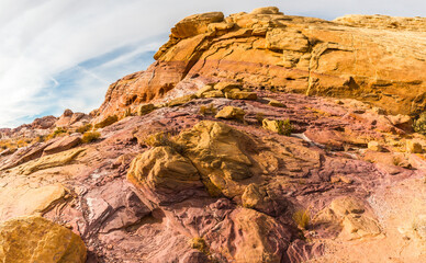 Pastel Colored Rock Formations Along  Kaolin Wash, Valley of Fire State Park, Nevada, USA