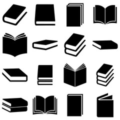 Book set icons, logo isolated on white background