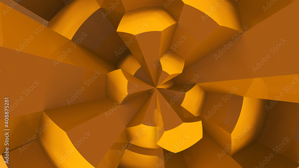 Poster yellow hexagon pattern backdrop background. 3d rendering.