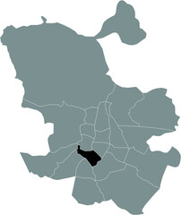 Black location map of Madrilenian Arganzuela neighborhood inside gray map of Madrid, Spain