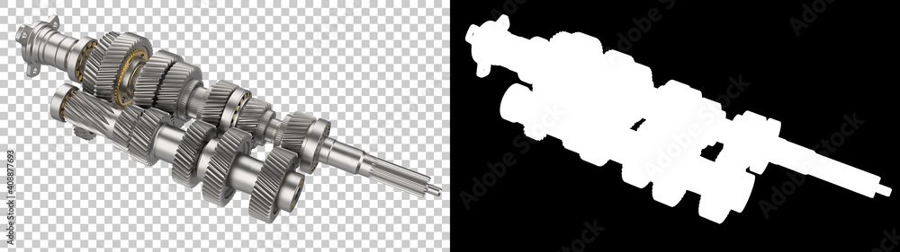 Poster 6 speed transmission isolated on background with mask. 3d rendering - illustration