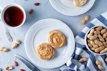 Peanut butter sandwiches on a plate