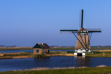 Windmühle auf der Insel Texel bei Oost, Niederlande
