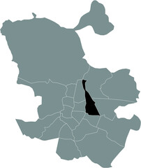 Black location map of Madrilenian Ciudad Lineal neighborhood inside gray map of Madrid, Spain