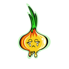 The weeping onion. Vector illustration,sticker.