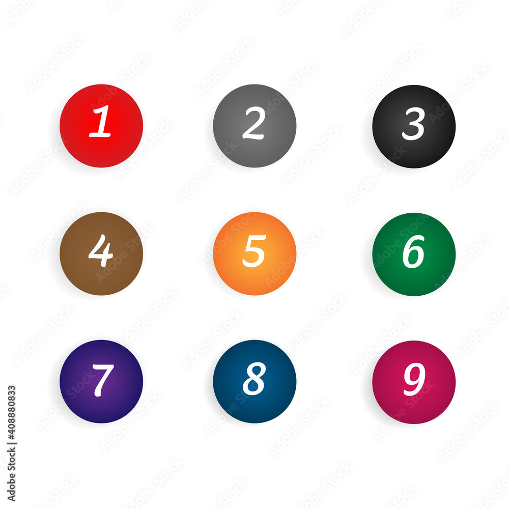 Poster bullet marker icon with number 1 to 12 for infographic, presentation. number bullet point colorful 3