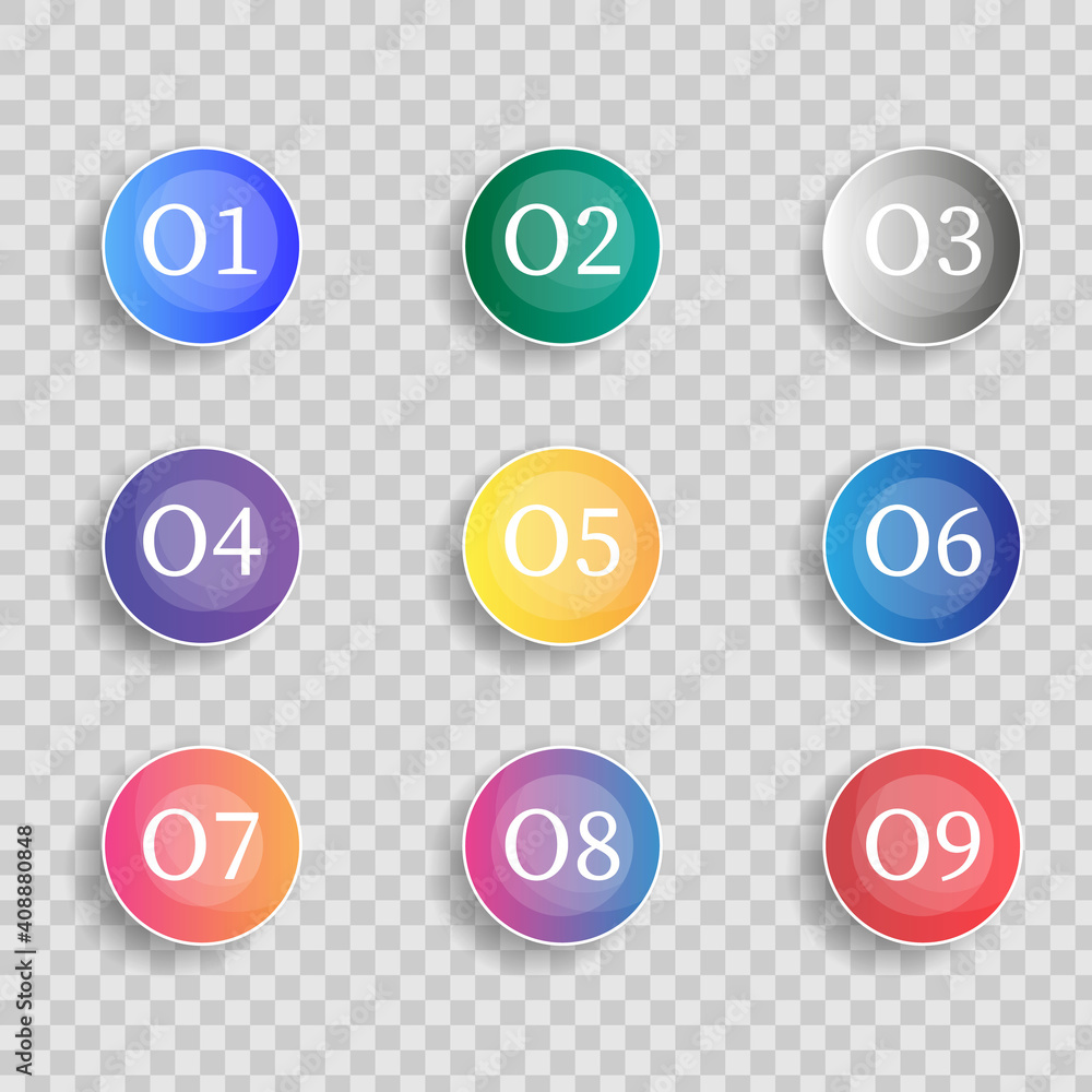 Aufkleber bullet marker icon with number 1 to 12 for infographic, presentation. number bullet point colorful 3