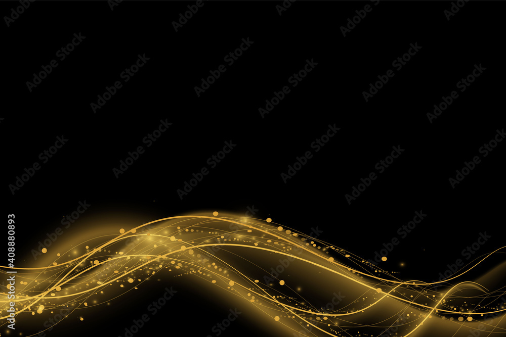 Poster shimmering waves with light effect isolated