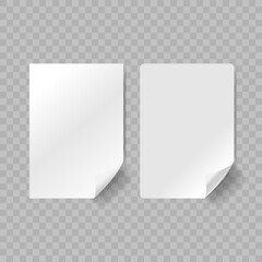 Vector white realistic paper adhesive stickers