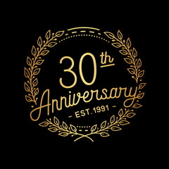 30 years anniversary celebrations design template. 30th logo. Vector and illustrations.