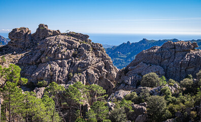 Hiking trail to Piscia di Gallo, rock formations, Corse, France