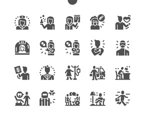 Naklejka na ściany i meble Health workers. Medical care. Ambulance worker. Emergency doctor. Anesthetist, cardiologist, allergist, surgeon, traumatologist and otolaryngologist. Vector Solid Icons. Simple Pictogram