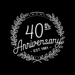 40 years anniversary celebrations design template. 40th logo. Vector and illustrations.