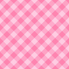 Diagonal tartan Valentines day plaid. Scottish pattern in pink and white cage. Scottish cage. Traditional Scottish checkered background. Seamless fabric texture. Vector illustration