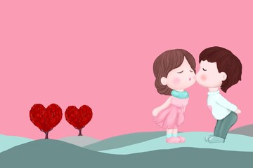 child with heart , cute couple in love, Valentines concept 