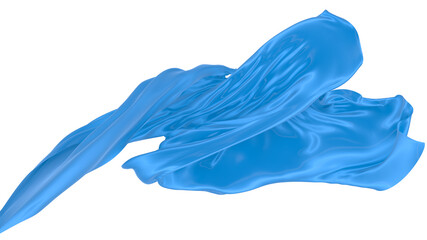 Obraz premium Beautiful flowing fabric of blue wavy silk or satin. 3d rendering image.