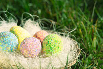 Easter eggs. Easter background. Colorful easter eggs multicolored