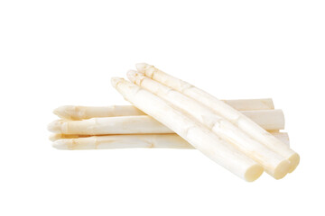 Fresh white asparagus isolated on white background.