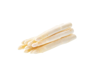 Fresh white asparagus isolated on white background.
