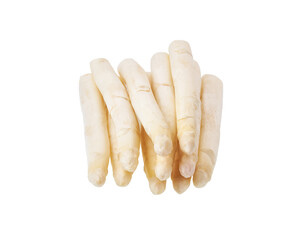 Fresh white asparagus isolated on white background.