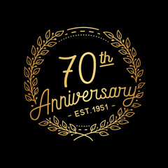 Obraz na płótnie Canvas 70 years anniversary celebrations design template. 70th logo. Vector and illustrations.