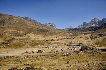 Beautiful campsite at Huayhuash Campsite, Cordillera Huayhuash, Ancash, Peru