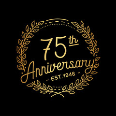 75 years anniversary celebrations design template. 75th logo. Vector and illustrations.