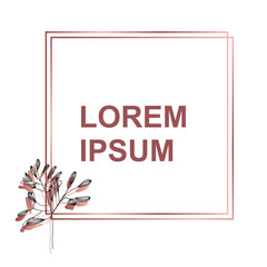 Simple rose gold frame with floral decoration